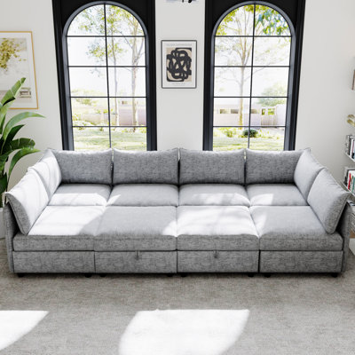 Modular Sectional Sofa, Convertible Sofa Seat With Storage, Sleeper Sectional Sofa Set, Fabric Flexible Modular Combinations For Living Room