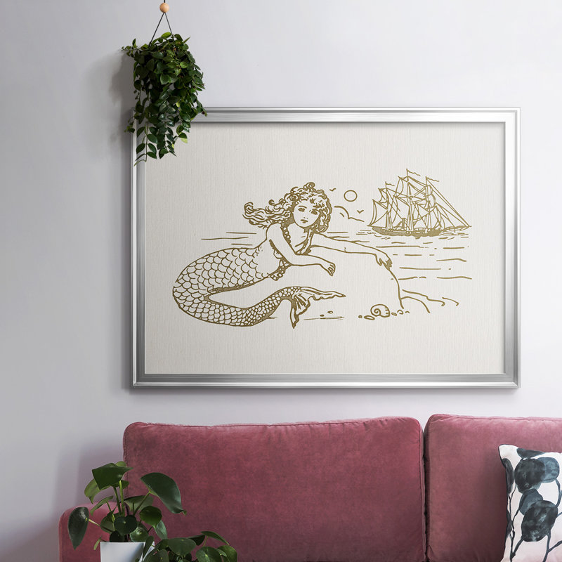 Sunning Mermaid I, reproduction d'art sur toile, H 30 po x l 44 po x P 1,5 po, Argent