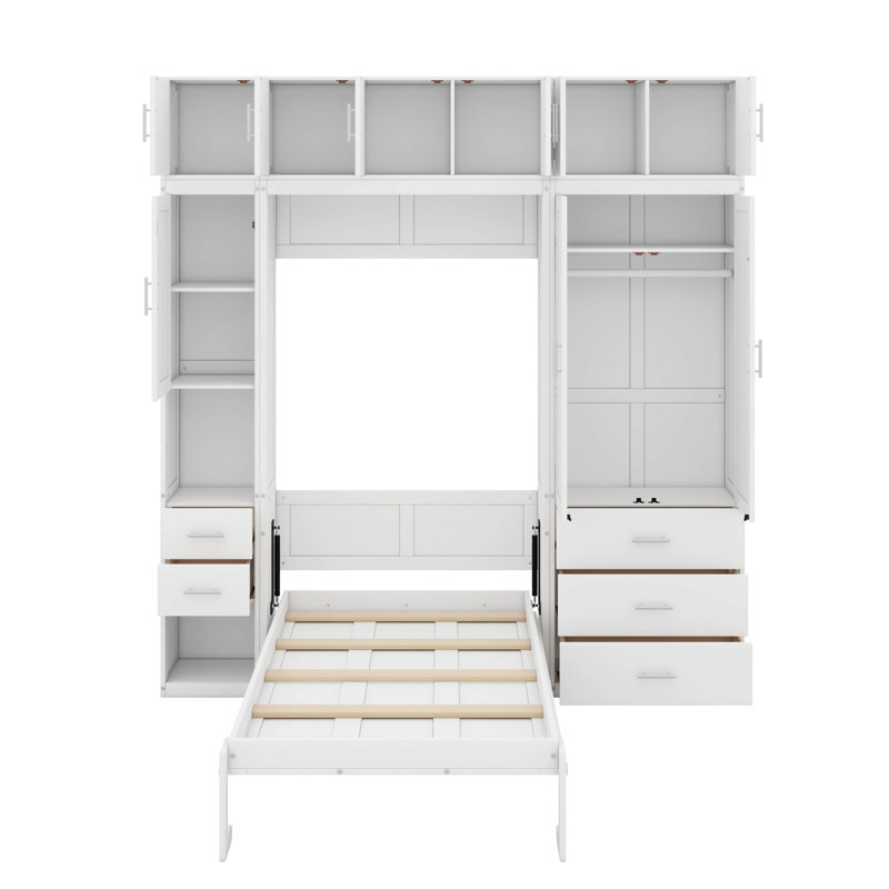 Lit escamotable simple avec casiers et armoires
