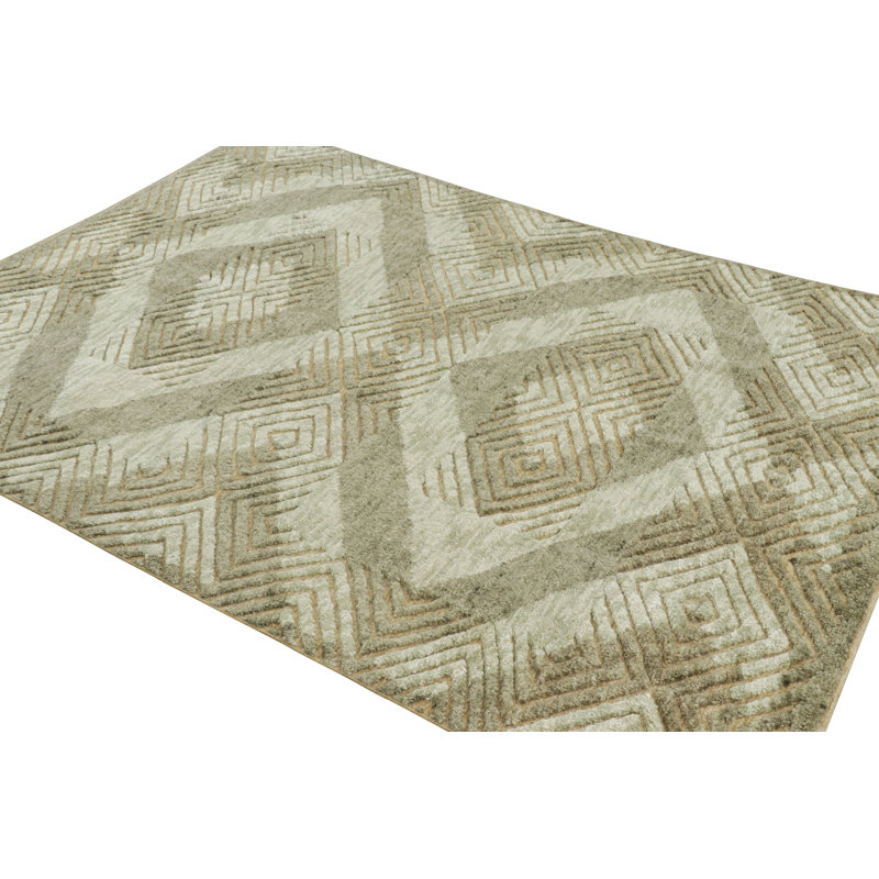 Moroccan Hand Knotted Geometric Area Rug, Rectangle 10' x 14'