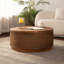 Table basse en rotin Boho-Chic avec couvercle de rangement amovible, aucun assemblage requis