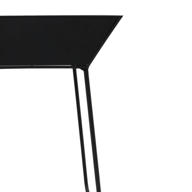 Anniyah 45cm W Metal Bedside Table, Black/Orange