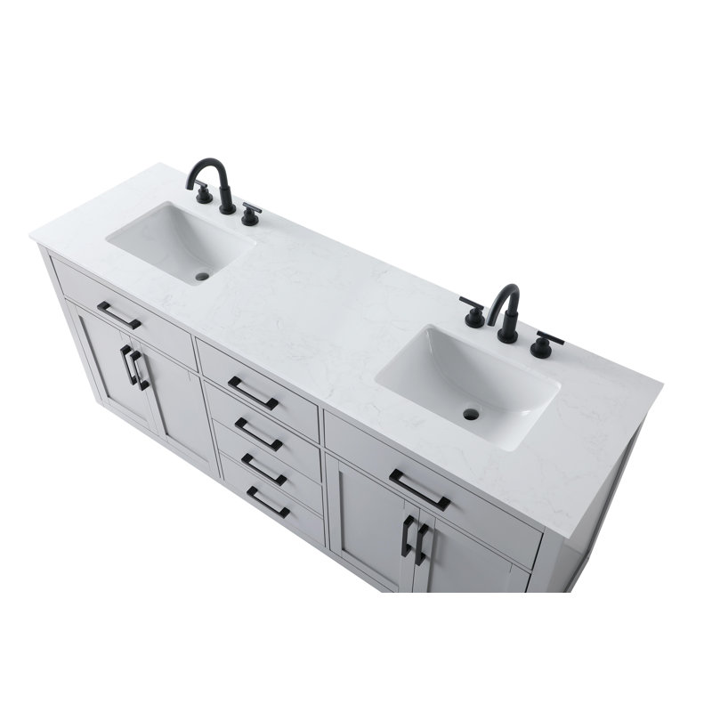 Meuble-lavabo double 72 po Ahner, Gris