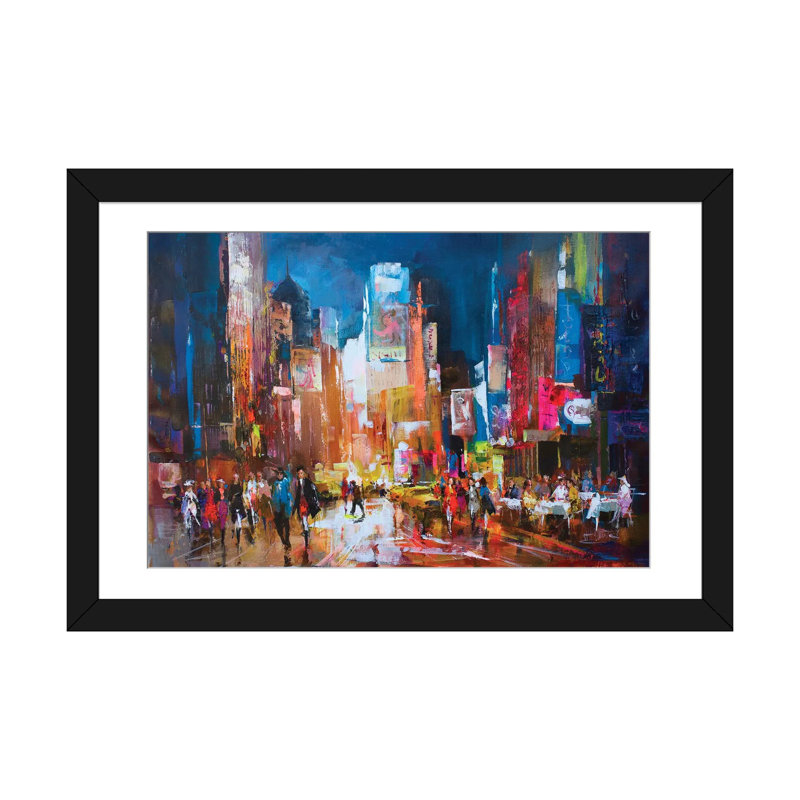 «New York», reproduction sur toile, H 24 po x l 32 po x P 1 po, Papier d'art encadré noir, Blanc