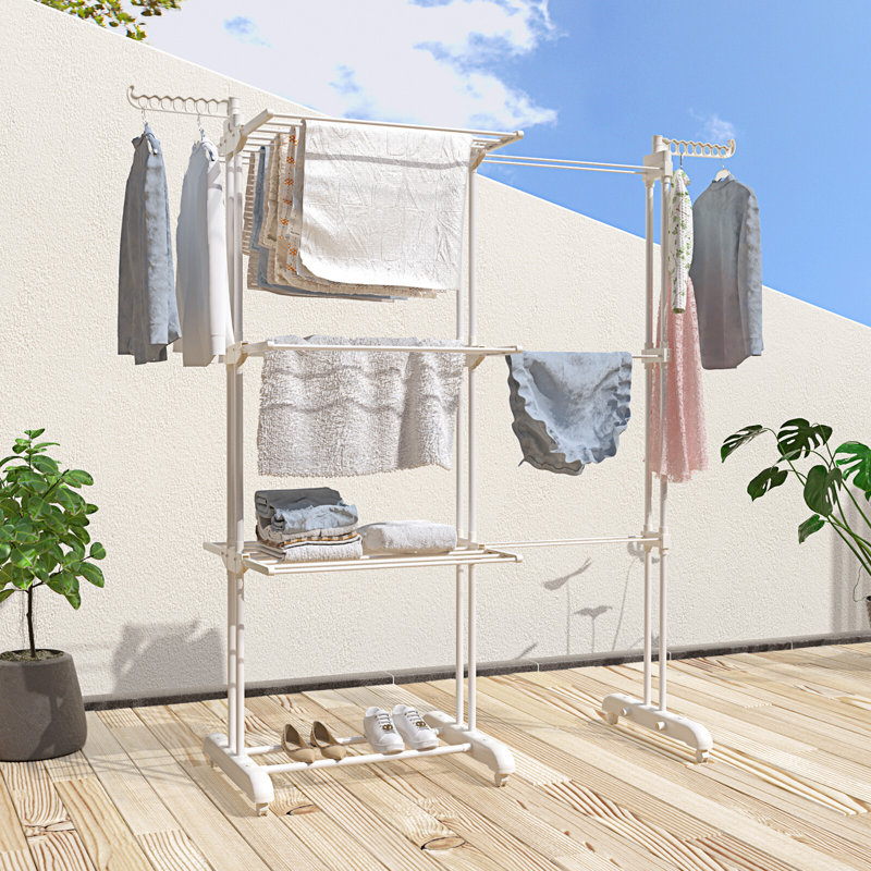 Bole Adjustable Rolling Clothing Rack, White