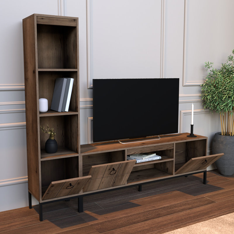 Meuble télé pour téléviseur de 65 po ou moins Huggard, Noyer