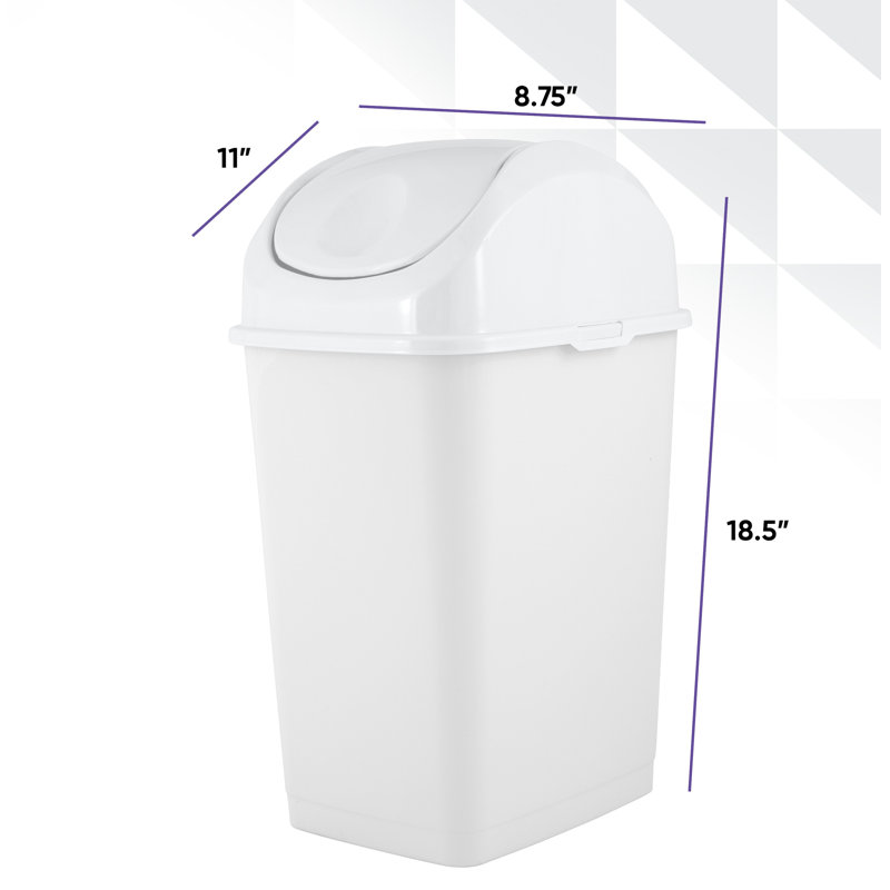 Poubelle pivotante 2,6 gallons Spina, Blanc, 2,5 gallons