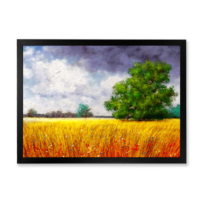 «Yellow and Blue Summer Landscape Field Ii», art mural traditionnel sur toile