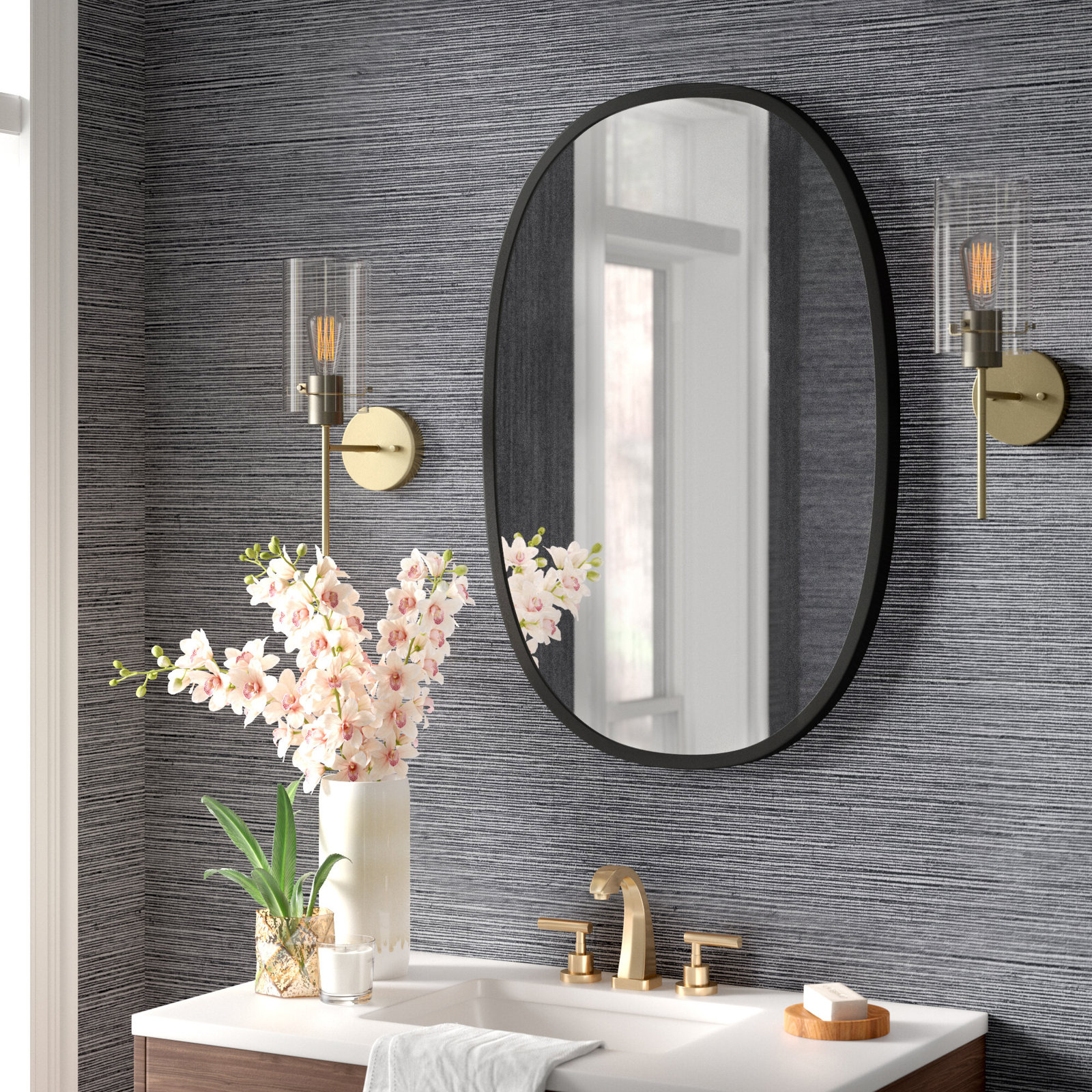 Hub 24" Accent Mirror, 36" x 24", Black