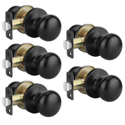 Black Closet Door Knobs, Passage Door Knobs, Matte Black Door knob Without Lock for Hallway, Closet(5 Pack)