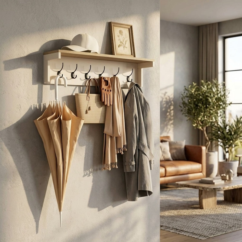 Solid Wood 7 - Hook Coat Rack