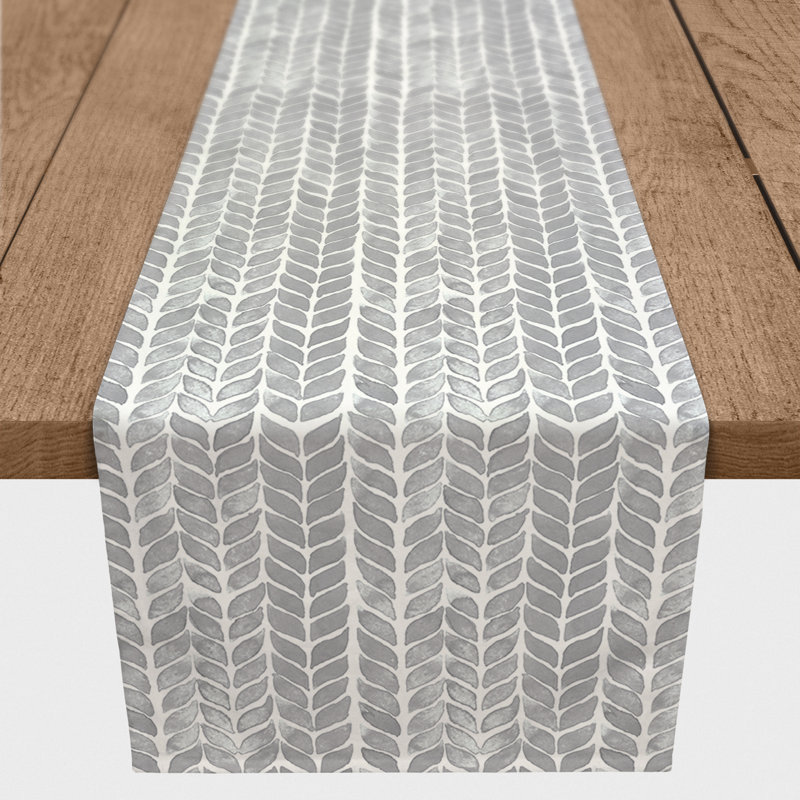 Chemin de table rectangulaire en polyester Cenya, 72 po x 16 po, gris