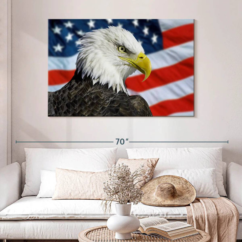 Brampt Patriotic Alaskan Bald Eagle, 32" H x 48" W