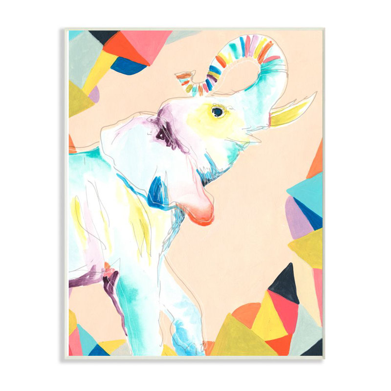 Décoration murale abstract éléphant drawing kids Ploeger, Plaque murale, H 15 po x l 10 po x P 0,5 po