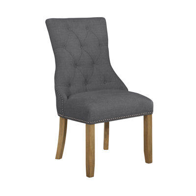 Chaise d’appoint rembourrée en lin touffeté Marcy