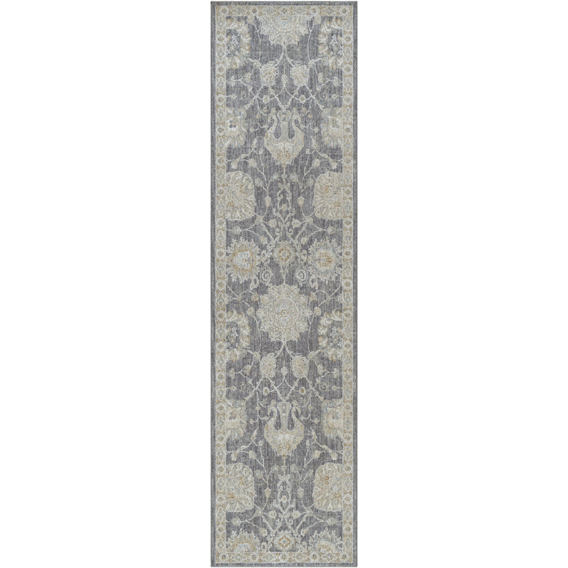 Tapis gris / bleu Garlef, Tapis de couloir 2 pi 7 po x 10 pi