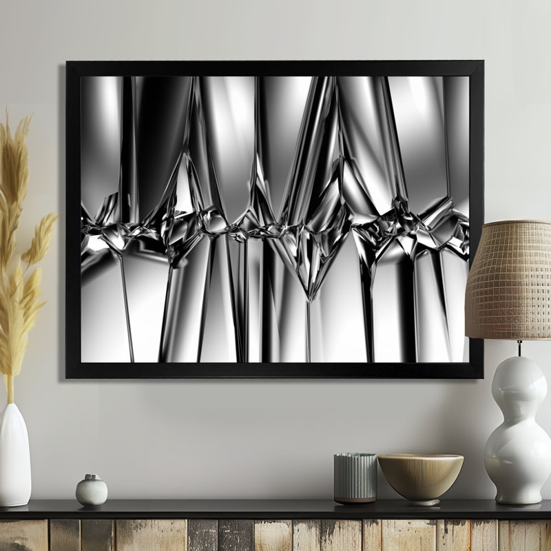 " Black White Crystal Background ", 30" H x 40" W, Picture Framed, Black