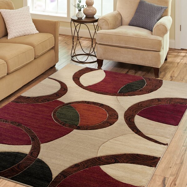 Wrought Studio Adonia Abstract Beige/Red Area Rug & Reviews | Wayfair