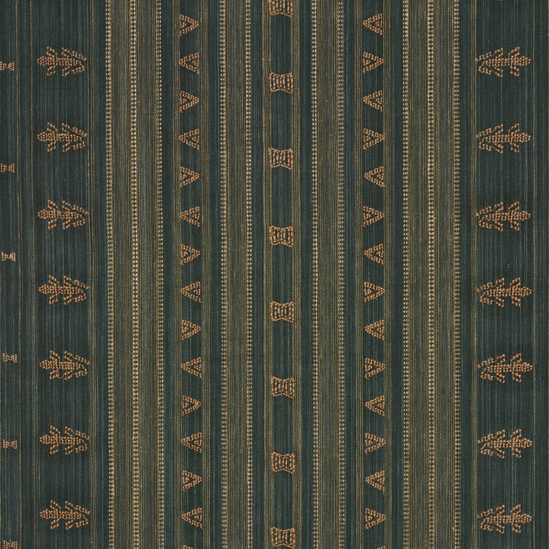 Schumacher x Patterson Flynn Nima Embroidered Cotton Linen Fabric, Jungle Green