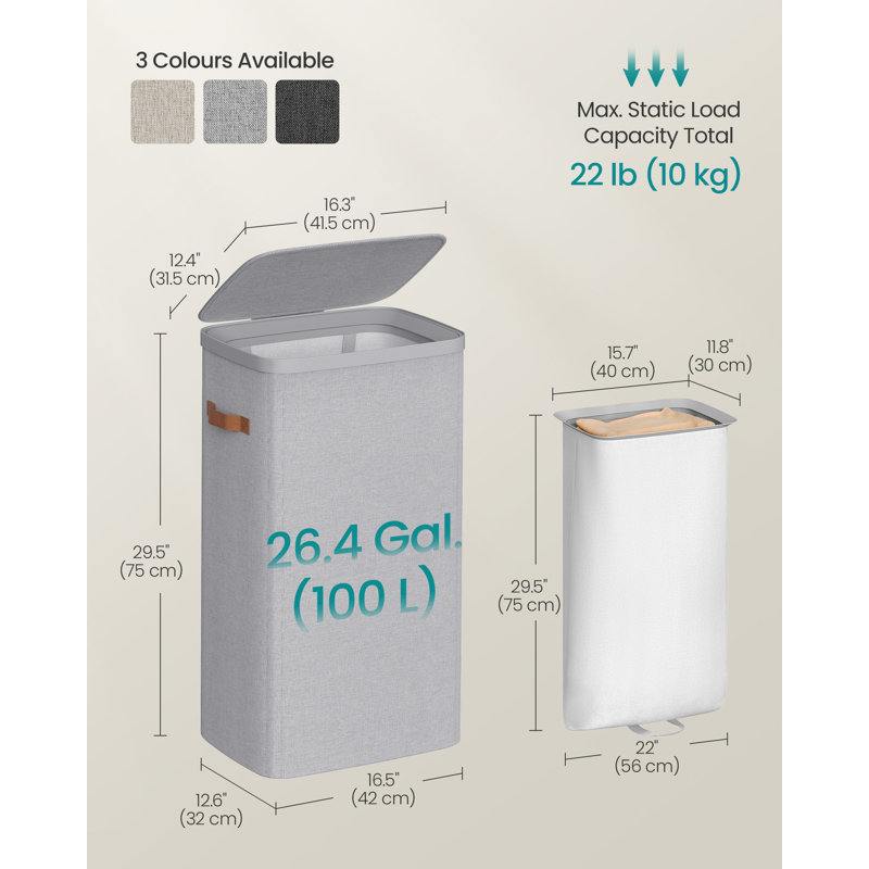Fabric Laundry Hamper, Grey