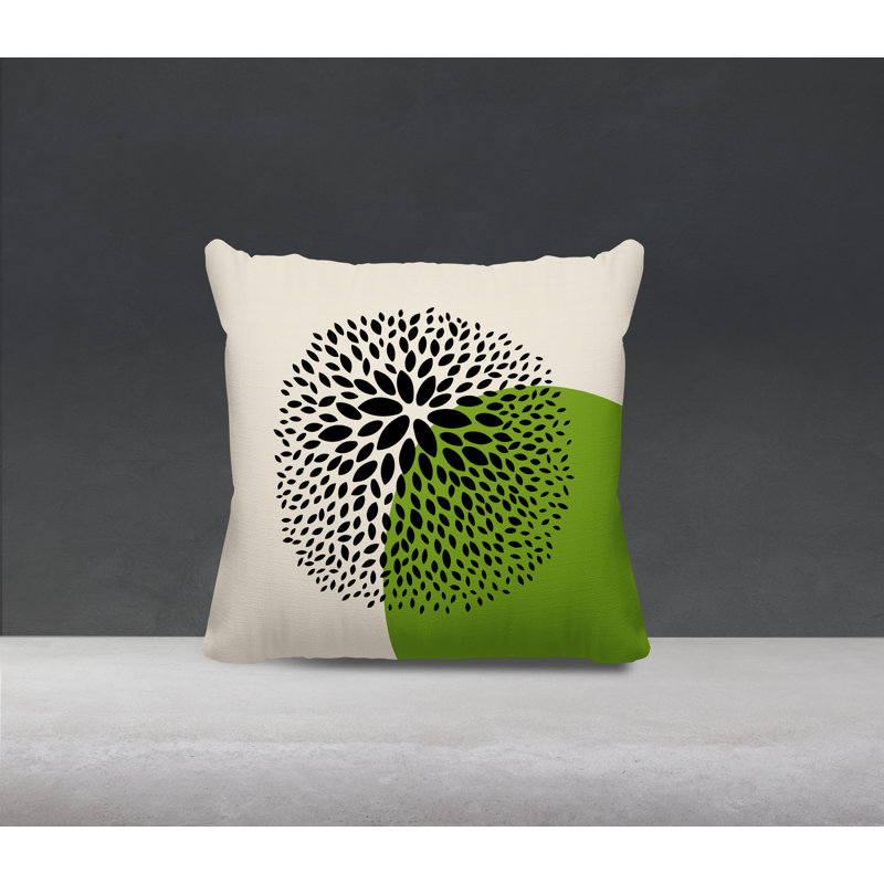 Housse et insert de coussin décoratif intérieur / extérieur Bavière, H 19 po x l 19 po, Chartreuse / crème / noir