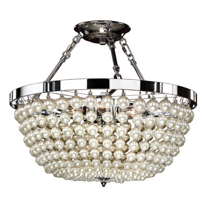 Plafonnier semi-encastré à cuve de style lustre 19 po 6 lumières Willard