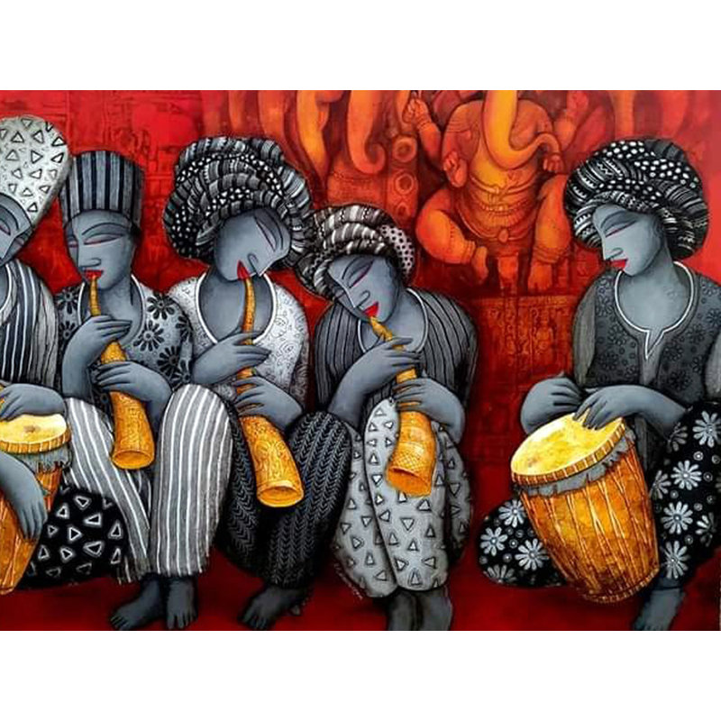 Rythme des instruments de musique | Acrylique sur toile | Par Samir Sarkar