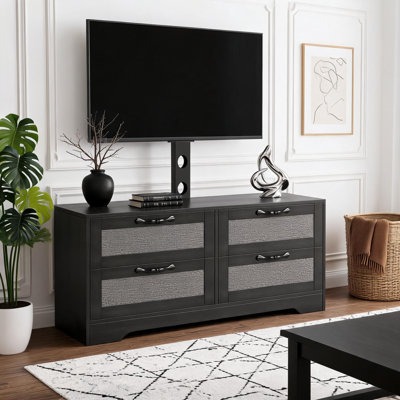 Farmhouse Style 43.3" TV Stand with 4 Drawers , Adjustable Mount for TVs up to 65"