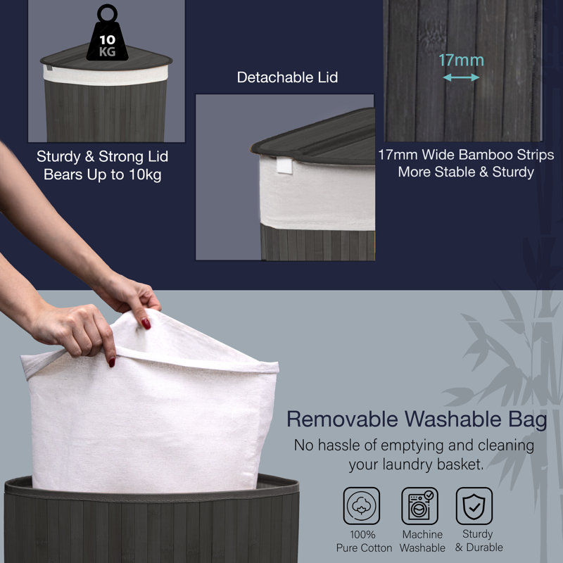 Bamboo Laundry Room Organiser, Grey