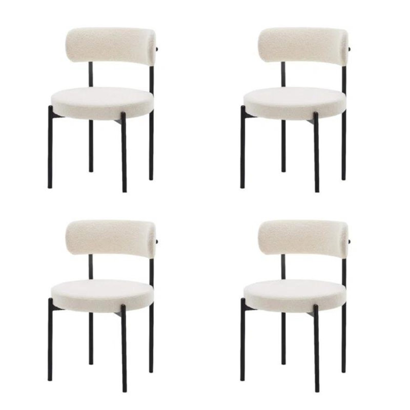 Chaise de salle à manger Kordelia, 4, Blanc, crème, Noir, noir, noir, noir