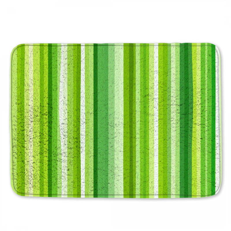 Tapis de bain vert à rayures, L 34 po x L 21 po
