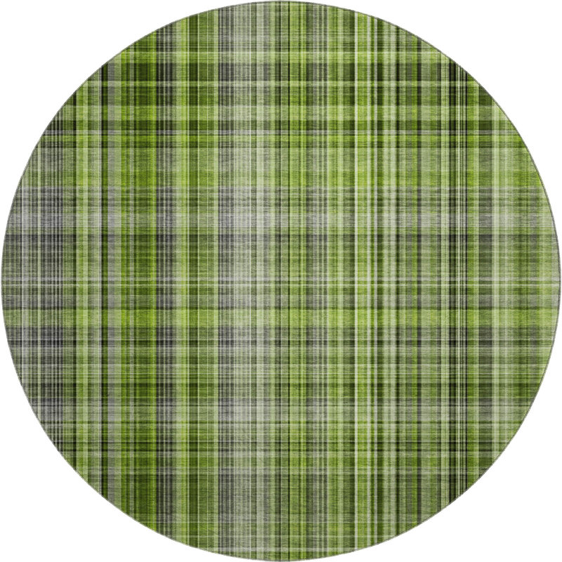 Premium Machine Washable Cerrito AMF541 Green Rug, Round 8'