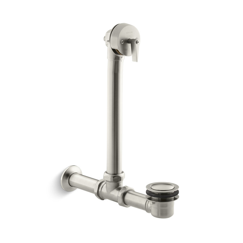 Drain de baignoire à pieds exposés 1,5 "avec trop-plein Iron Works ™, Nickel brossé éclatant