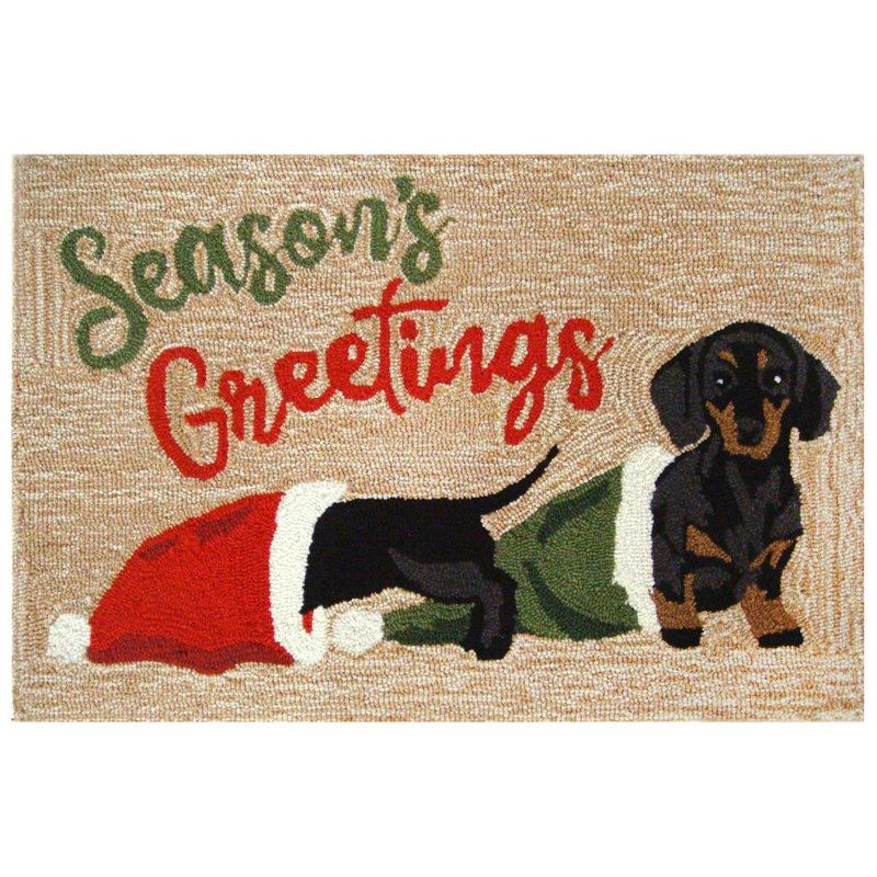 Tapis d'extérieur Siraj Frontporch Dachsund Greetings, Rectangle 2 pi 6 po x 4 pi