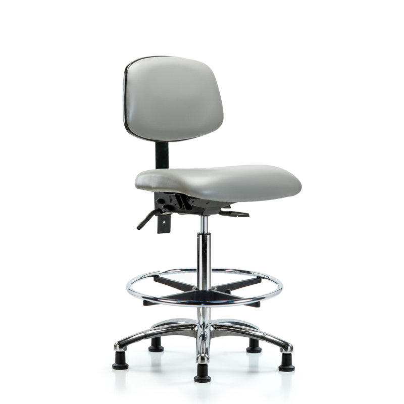 Vivienne Vinyl Drafting Chair, Dove, Glides, Not Included