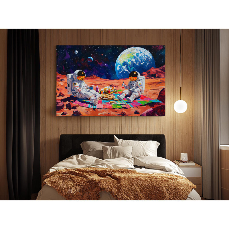 Astronauts Having a Picnic on Mars on High-Quality Canvas Print - Handcrafted Wall Decor - Stylish Art - Gift - Wall Decor