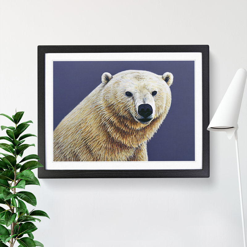 Incomparable Polar Bear - Single Picture Frame Print, 46cm H x 64cm W x 2cm D, Black
