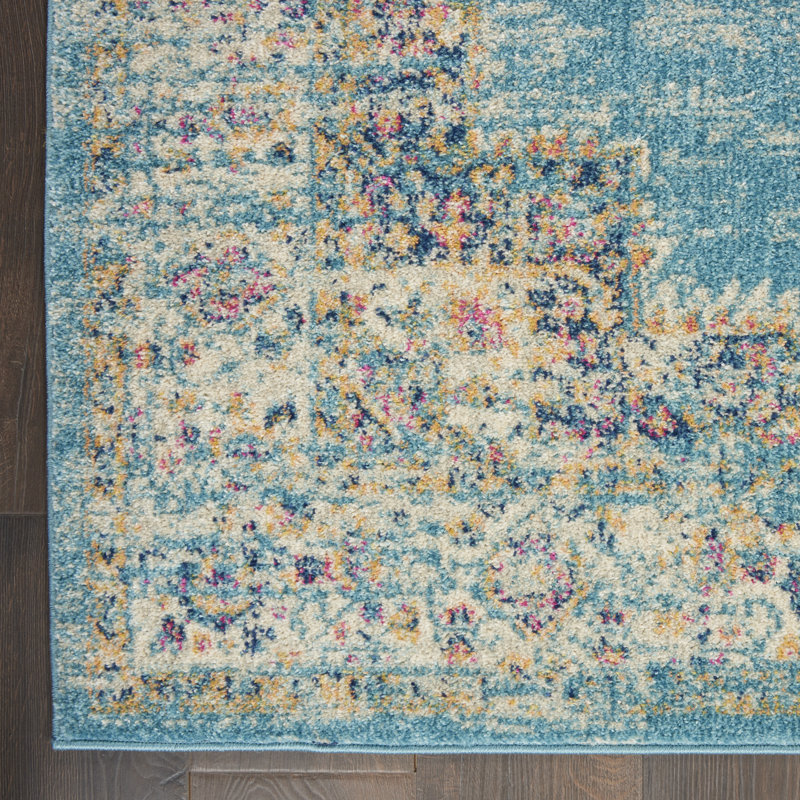 Abbate Oriental Light Blue /Ivory Area Rug, Rectangle 8' x 10'