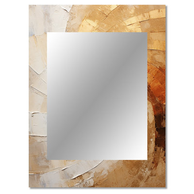 Gold Beige Spiral Poteries - Abstract Spirals Large Wall Mirror, Modern Decorative Mirror, Printed Metal Art