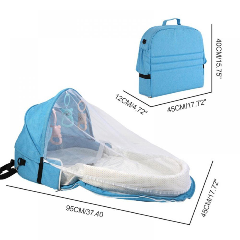 Lit de voyage portatif pour bébé, Bleu