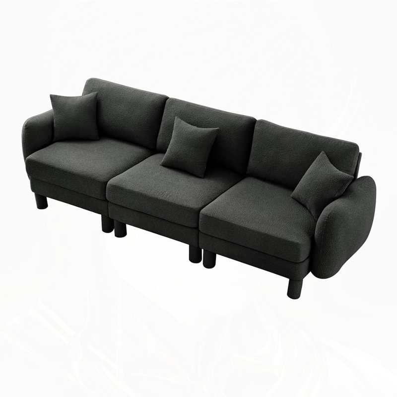 Canapé 3 places Boucle, H 35 po x l 109,4 po x P 35,8 po, Gris foncé