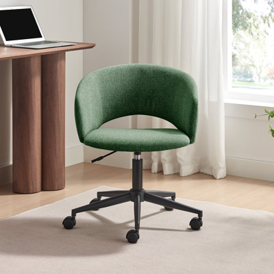 Delanie Upholstered Soft Fabric Swivel Office Vanity Chair - Modern Curved Backrest Design
