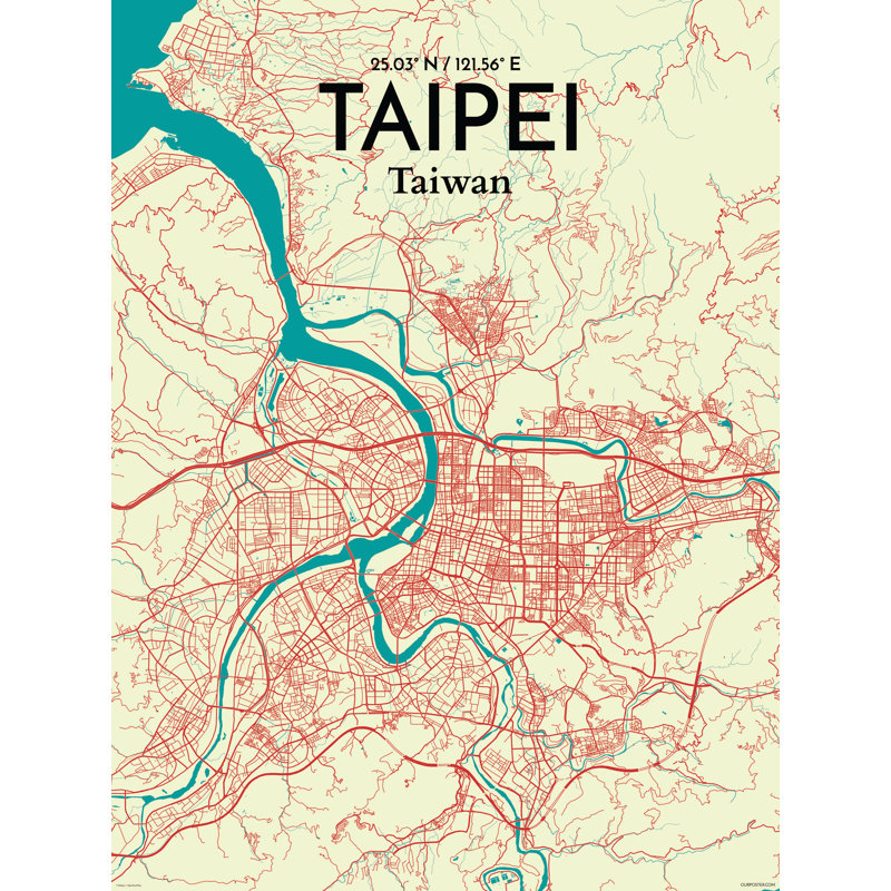 " Taipei City Map ", 17" H x 11" W