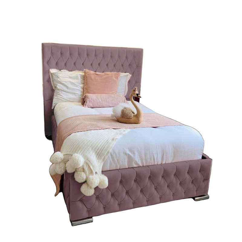 Tharpe Upholstered Bed Frame   , Super King (6'), Lilac Purple