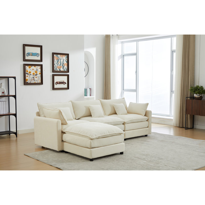 «Relaxing 3» avec chenille amovible en forme de L moderne pour la chambre à coucher, 99 po de profondeur, 65 po de largeur, 32 po de hauteur, modulable et personnalisable, taille modulaire, poids de 162,4 lb