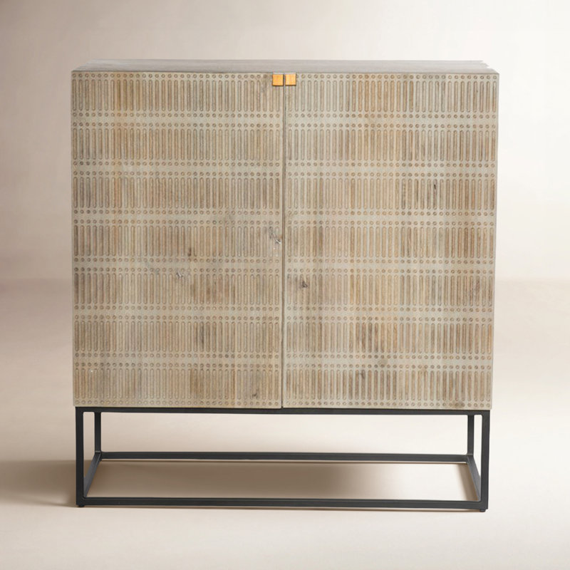 Taro 40'' Solid Wood Bar Cabinet, Light Wash Mango