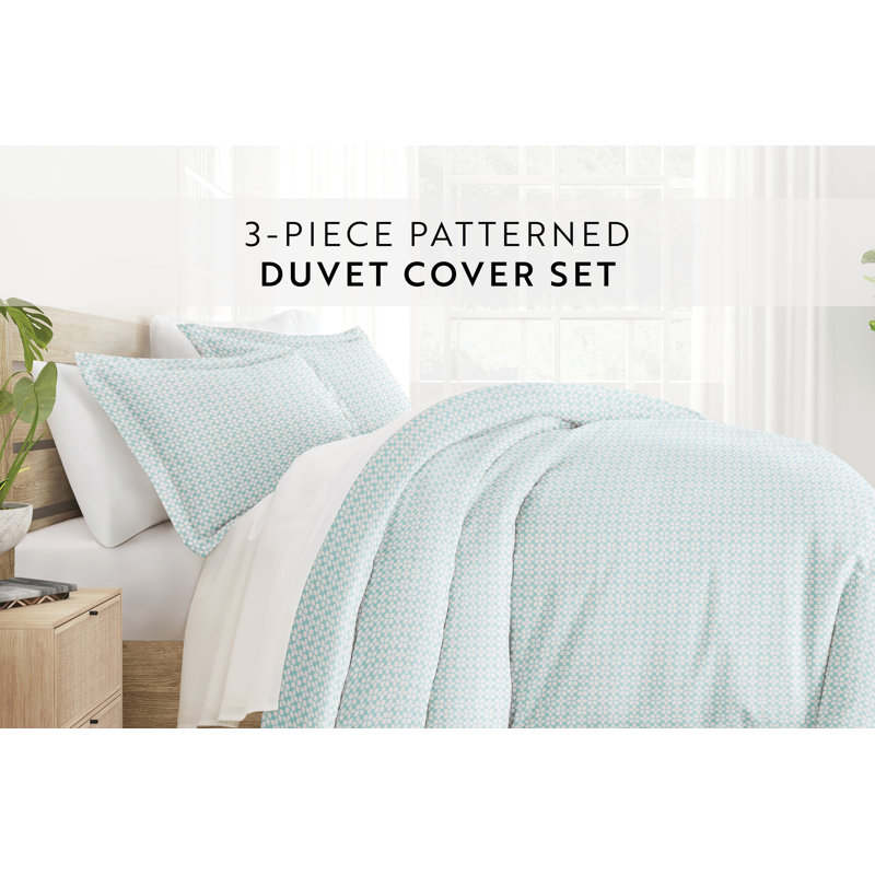 Aqua Blue Microfiber Full/Queen Duvet Cover Set with Pillow Shams
