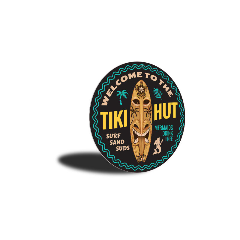Plaque en aluminium Tiki Hut, H 18 po x l 18 po x P 0,06 po
