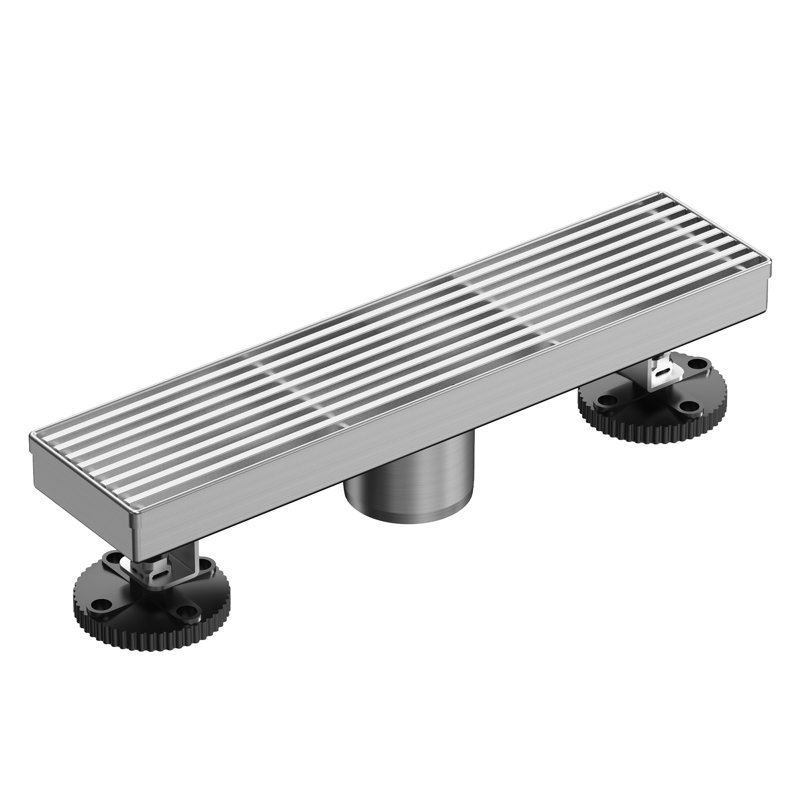 12" x 2.76" Linear Grid Shower Drain Trim, Brushed Nickel