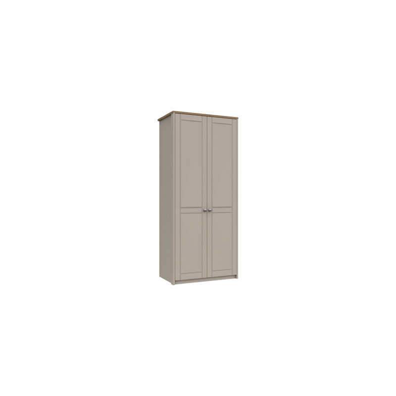 Newhaven 2 Door Manufactured Wood Wardrobe, Natural Rustic Oak/Fired Earth